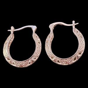 Silver Textured 1" Hoop Earrings